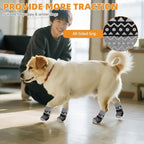 KOOLTAIL Dog Socks to Prevent Licking Paws, Dog Christmas Outfit Shoes for Winter Snow Pavement, Warm Fleece Pet Boots & Paw Protector for Hardwood Floors Anti Slip, Small Medium Large Senior Dogs, L