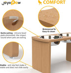 Elevated Dog Bowls, Waterproof Raised Dog Bowl for Medium & Large Dogs, HIPS Poly Lumber Stand with 2 Stainless Steel Bowls (HIPS Poly Lumber, Teak-Color)