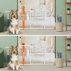 keny 36" Extra Tall Baby Gate for Stairs, 29"-55" Wide Auto Close Dog Gate | for Doorways, Pressure Mounted Easy Walk Through Pet Gate with Door, White