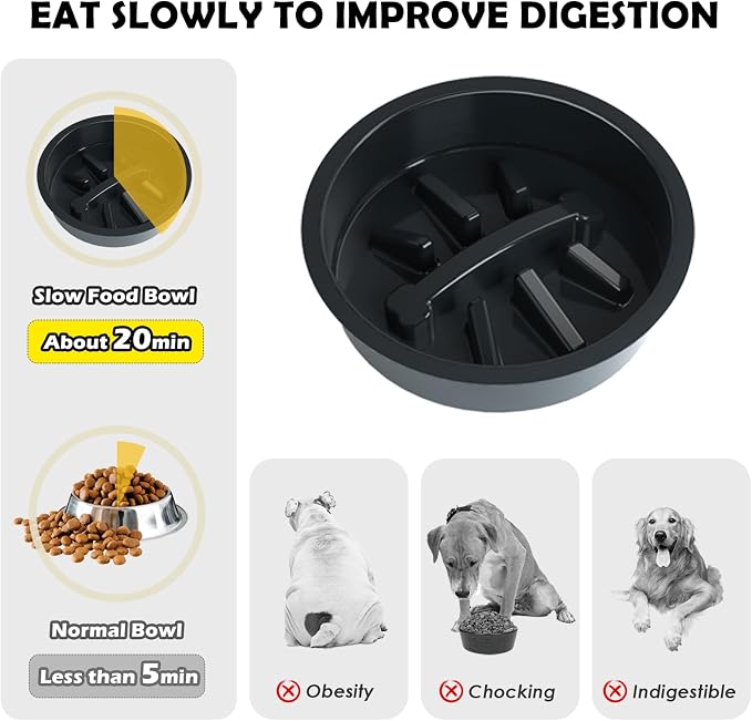 ADENGL 9 Height Adjustable Dog Bowl Stand with Two 1.7L Stainless Steel, Slow Feeder Bowls and Nonslip Pad, Perfect for Medium and Large Dogs