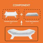 Muihood Elevated Wooden Dog Bed with Foam Mattress, White, X-Large | Raised Dog Bed with Washable Cover, Supportive Foam Mattress, Perfect for X-Large Dogs and Indoor Living