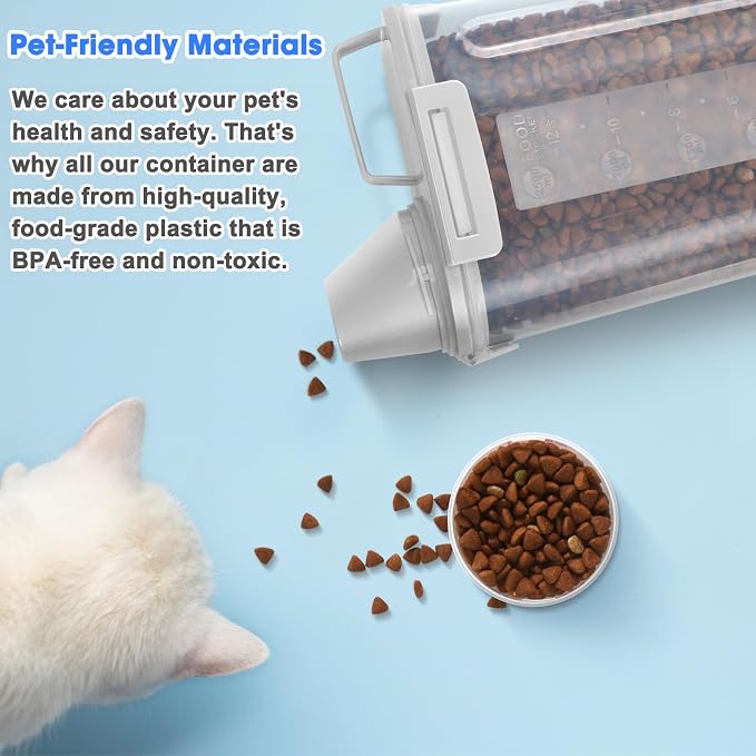 TBMax Pet Food Storage Containers 2 Pack 8-10 Lbs Airtight Dog Food Container Dispenser with Large Spout & Portable Handle, Travel Dog Treat Cat Food Storage Bin Bird Seed Container