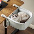 Extra-Sturdy Cat Desk Bed for Large Cats 50lbs Desk Cat Bed Attachment | for Desktop under 3", Heavy Duty, Paw Design, Waterproof, Dual-Sided Mat, Easy Assembly for Gaming Desk & Kitchen Island