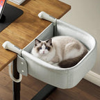 Extra-Sturdy Cat Desk Bed for Large Cats 50lbs Desk Cat Bed Attachment | for Desktop under 3", Heavy Duty, Paw Design, Waterproof, Dual-Sided Mat, Easy Assembly for Gaming Desk & Kitchen Island