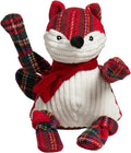HuggleHounds Knottie Plush Dog Toy - Dog Stuffed Animal Toy for Small, Medium & Large Sized Dogs, Durable Plush to Keep Them Busy - Tartan Tidings Fox, Large