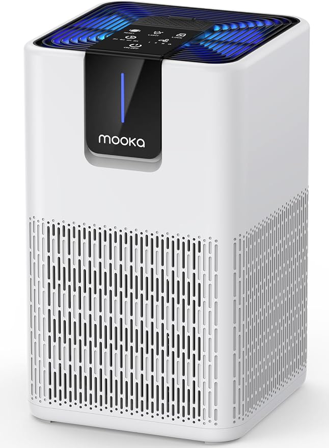 Air Purifiers for Home Large Room 1250 Ft², MOOKA H13 HEPA Filter M05 White | 15dB Ultra Quiet Air Cleaner for Bedroom Office with Aromatherapy, Perfect for Pet Hair, Dander, Dust, Smoke & Odors Filter