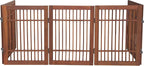 Urnporium Freestanding Wooden Dog Gate Foldable Indoor Pet Gate No Drill Expandable Barrier for Doorways Stairs Hallways Portable Wood Fence for Small Dogs & Puppies (Brown Pet Gate, 5 Panel 24" Tall)
