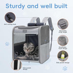 Cawypety Cat Carrier Backpack,Cat Carrier with Window Blind，Cat Backpack for Small Cats Dogs, Safety Straps, Collapsible, Breathability,Designed for Travel, Hiking, Outdoor,Car