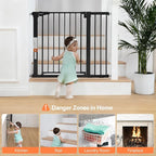 COMOMY 30" Tall Baby Gate for Stairs Doorways, Fits 29.5" to 40.5" Openings | Auto Close Extra Wide Dog Gate for House, Pressure Mounted Easy Walk Through Pet Gate with Door, Black