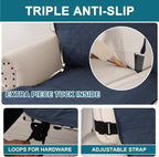 Turquoize 100% Waterproof Sofa Covers Chaise Lounge L Shape Sofa Protector Slip Cover Triple Non-Slip Sofa Slipcover for Chaise Sectional Couch Cover for Pets, Kids (Chaise, Navy)