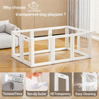 Clear Acrylic Dog Playpen Transparent Dog Playpen Indoor, Easy Assemble Clear Pet Pen for Puppy Bunny Cat Pig, Sturdy & Easy Cleaning Plastic Dog Puppy Fence