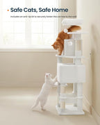 SONGMICS HOME Cat Tree for Indoor Cats, Multi-Level Cat Tower with Sisal Scratching Posts, Hammock and Condo, White