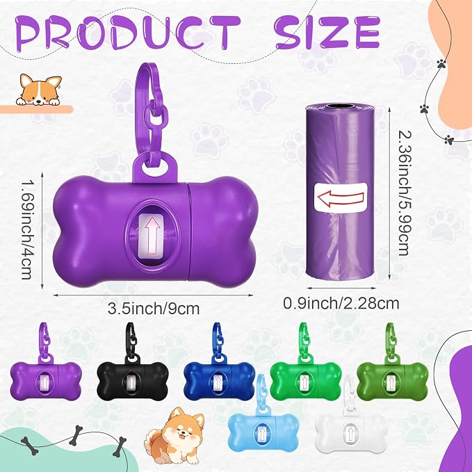 Zhehao Dog Poop Bag Holder Bulk 50 Pack for Leash with Clip, Preloaded Waste Dispenser, Portable Walking Accessories for Hiking Travel Multi Dog Household(Core,Bone)