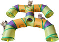 Foldable H-Shaped Cat Tunnel Toy with Interactive Playing Balls - 4 Exits for Cats, Kittens, Rabbits & Small Pets Collapsible Play Tube for Indoor Fun & Exercise (Colorful)