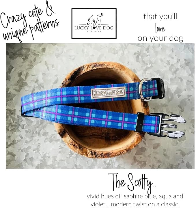 Lucky Love Dog - Adjustable Dog Collar with Easy Click Buckle for Small Dogs, Durable, & Comfortable for Male & Female Dogs, Pet Collar for Puppies & Adult Ones - Scotty, XS