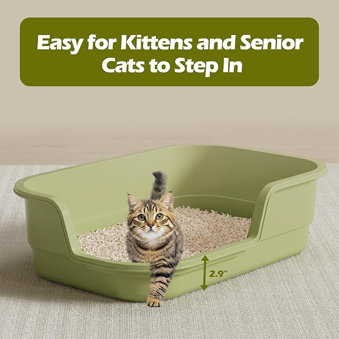 Extra Large Cat Litter Box with High Sides,Cats Boxes for Indoor Cats,Cat Litter Pan for Kitty,Litter Box with Low Entry,Easy to Clean,Anti-Splashing,23.6" x15.7" x5.9" (White)