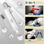 2-in-1 Dog&Cat Nail Clippers with Light, Type-c Pet Claw Trimmer & Grinder | Catpick care Rechargeable Nail Cutter, Stainless Blade, Safety Lock & Catcher Grooming for Small Medium Large Pets, White