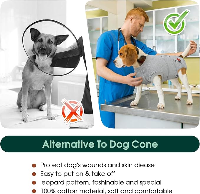 Kuoser Dog Recovery Suit for Male Dogs, Post-Surgery Bodysuit for Spay Neuter, Dog Onesie After Surgery, Anti-Licking Pet Surgical Recovery Suit, Gray XXL