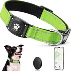 GPS Dog Collar Tracker 2-in-1,Reflective Waterproof Pet Collar,iOS-Only,No Monthly Fees,Unlimited Range,Dog Tracking Collar Pet Tracker,for Small Medium Large Dogs(XS (10.5"-13.5"), Green)
