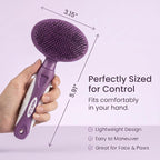 Round Bristle Pet Brush for Dogs and Cats - Soft Dog Brush for Grooming Short or Long Hair - Gentle Tool for Sensitive Skin Removes Dander, Dirt, and Detangles (Purple)