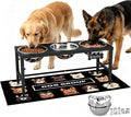 Extra Large Elevated Dog Bowls, 4 Adjustable Height with Three 101oz/3000ml Large Stainless Steel Bowls and Splash pad, Raised Dog Bowl Stand for Large and Extra Large Breeds