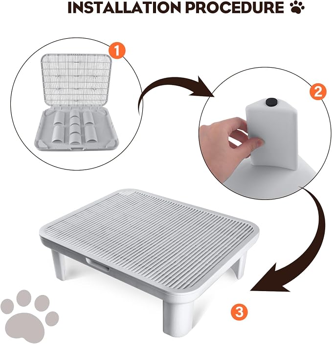 Cat Step Ramp Adjustable Litter Box Step with Filter Function, Black | Elevated Double Layer Litter Box Ramp for Kitten & Old Cats, Easy Cleaning Litter Box Step Stool for Automatic Cat Litter Box