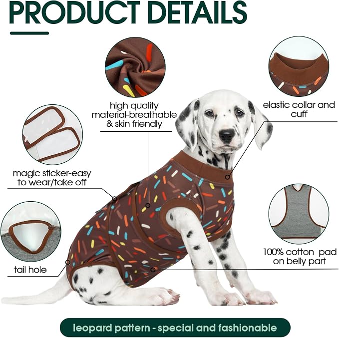 Kuoser Dog Recovery Suit for Post-Surgery Care, Spay Neuter Bodysuit for Female & Male Dogs, Anti-Licking Surgical Onesie, Snug Fit for Abdominal Wound Protection & Skin Healing, Brown L