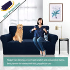 YEMYHOM Couch Cover Latest Jacquard Design High Stretch Sofa Covers for 2 Cushion Couch, Pet Dog Cat Proof Loveseat Slipcover Non Slip Magic Elastic Furniture Protector (Loveseat, Navy)