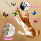 Catnip Toys for Indoor Cats with Crinkle, Butterfly 5-Pack | Five soft catnip toys with crinkle material and butterfly shapes for batting, tossing, carrying, and indoor play