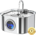 Stainless Steel Cat Water Fountain - 3.2L/108oz Cat Drinking Fountain | Quiet Cat Fountain for Indoor Cats and Small Dogs, Automatic Pet Water Dispenser Keeps Fresh Water