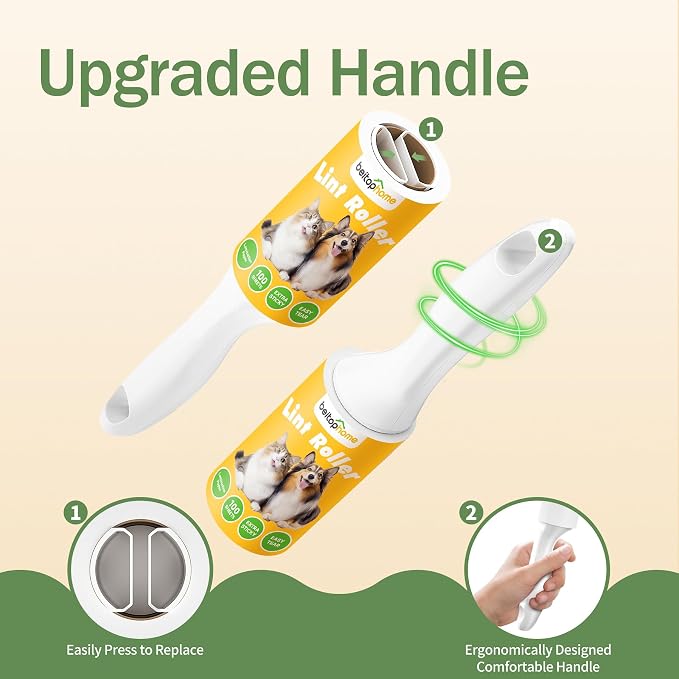 Extra Sticky Lint Roller for Pet Hair, 100 Sheets, 1 Handle | Ready-to-Use Roller for Clothes, Couch, Furniture, Car & Travel