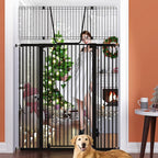 Jiprlak51 Extra Tall Cat Gate for Doorway – 30"-49.27" Extra Wide Pet Gate with Adjustable Cat Door Wide,Auto Close, Pressure Mounted, Pet Gate for Cats & Small Dogs, Hallway, Stairs, Kitchen