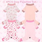 Bienbee Dog Pajamas, 4 Pack Adjustable Onesies for Small to Large Dogs L | Dog Shedding Suit with Soft Fabric, Breathable & Stretchy, and Adjustable Back Length for Sleeping Lounging and Daily Use