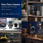 GBIUT Robot Alarm Clock Camera, 2K HD 5G/2.4Ghz WiFi Pet Robot Camera, Human Detection, Night Vision, Two-Way Talk & Motion Alert, Temp Humidity Display, Space Gift for Kids