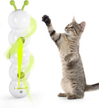AFP Interactive Cat Toy, Automatic Furry Tail Teaser Toy with Motion Sensor, Electric Cat Toy, USB Rechargeable, Self Play Cat Feather Toy for Indoor Cats, Suction Cup for Stable Play, 1 Replacement