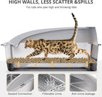 23.6"x15.7"x13.78" Stainless Steel Sifting Litter Box, XXL Sifting Cat Litter Box for Pine Pellets with 8" Deep Pan, High Sides Metal Litter Box for Big Cats, Easy-to-Clean