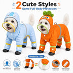 Dog Raincoat with Removable Boots, Clear Hood, Orange, M (6-9 lb) | 300D polyester with full-body coverage, reflective trim and a back D-ring for snowy, muddy and low-light walks and home use