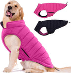 Lelepet Reversible Dog Coat Windproof Dog Puffer Jacket Lightweight Vest | Warm Puffer Vest for Winter Coats for Medium Dogs Adjustbale Hook & Loop Pet Apparel with Leash Hole, French Bulldog, L
