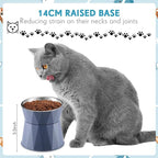Lallisa 2 Pcs Elevated Cat Bowls Adjustable Raised Cat Feeder Non Slip Food Water with Stand Safe Stainless Steel Bowls with Pet Food Stand for Pets Feeding Eating(Blue)