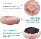 SAVFOX 23 inches Calming Donut Dog Bed - 3X Durable Plush Faux Fur, Machine Washable & Non-Slip, Fits up to 25 lbs, Pink