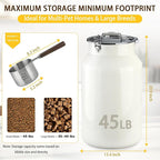 Dog-Cat Food Storage Container 45 lb/48 Qt, Large Stainless Steel Pet Food Bin with Airtight Lid & Scoop Included, Durable 304 Metal Storage for Dogs & Cats