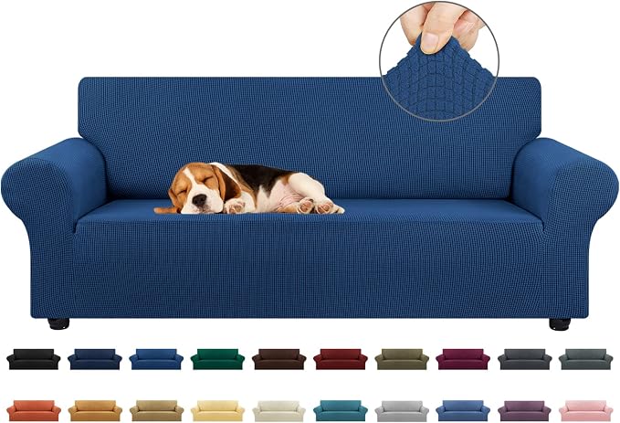 Stretch Couch Covers for Sofa, 3 Cushion Couch Slipcover,Classic Blue