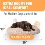 Active Pets Premium Medium Donut Dog Bed, Fits Up to 45 lbs, Machine Washable Cushion, Plush Long Pile Faux Fur Fabric, Portable Beige Pet Bed Furniture for Puppies Adult Canines & Cats