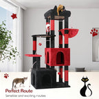 Globlazer Gothic Cat Tower for Indoor Cats, Heavy Duty Goth Cat Trees for Large Cats Adult Big Cats Maine Coon Cat Tree with Scratching Post, Extra Large Top Perch, Cat Condos, F61, Blood-Goth, 61inch