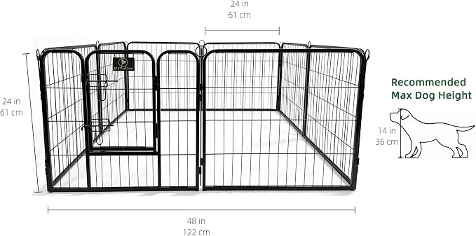 PJYuCien Puppy Playpen Plus Storage Bage with Bottom, 8 Panels 24" H | Heavy Duty, Dog Fence for Small Dogs, Foldable Square Pen, Indoor, Outdoor, Backyard Pasture, Camping, Protects Floors