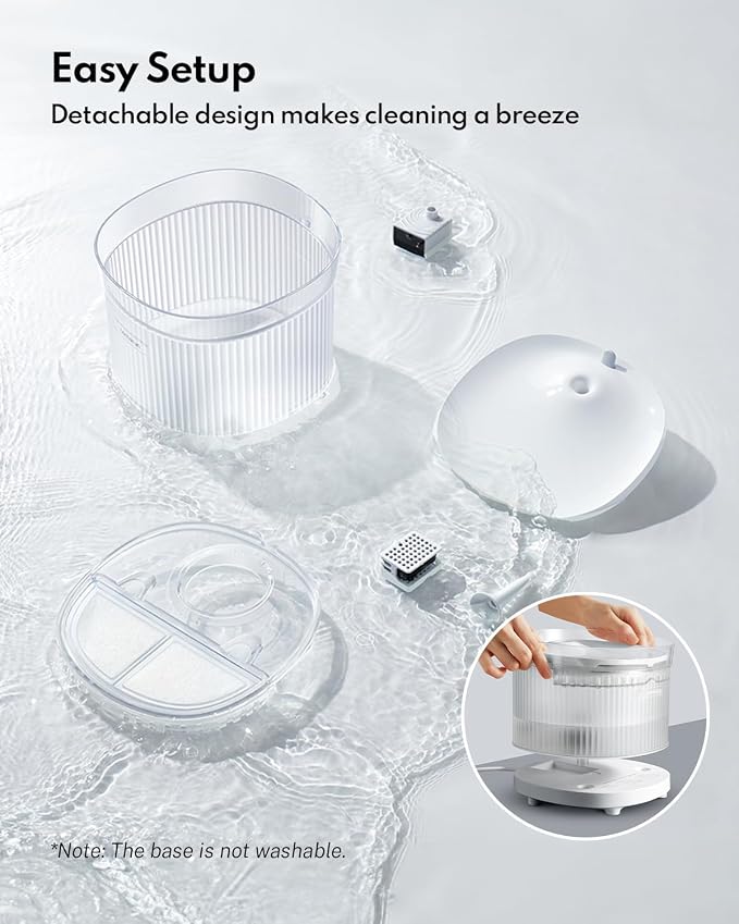 HomeRunPet Cat Water Fountain Porcelain-Tray with Wireless Pump, 68oz | 20dB Ultra Quiet, Detachable Design for Easy Cleaning, Filter Included, Water Fountain for Cats Indoor