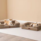 EHEYCIGA Orthopedic Dog Beds Large Sized Dog, Waterproof Washable Pet Bed | Non-Slip Bottom and Egg-Crate Memory Foam XL Dog Couch Bed with Washable Removable Cover, Camel