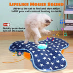 Oxawo Cat Toys Interactive Hide and Seek Cat Game | Mouse Chirping, Motion Activated Cat Toys with Moving Concealed Feathers Wand USB Rechargeable