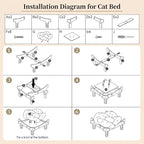 Elevated Wooden Cat Bed with Fluffy Removable Cushion, Modern Petal Shaped Cat Couch Sofa for Indoor Cats Small Dogs 40lbs Capacity Easy to Assemble (Green)