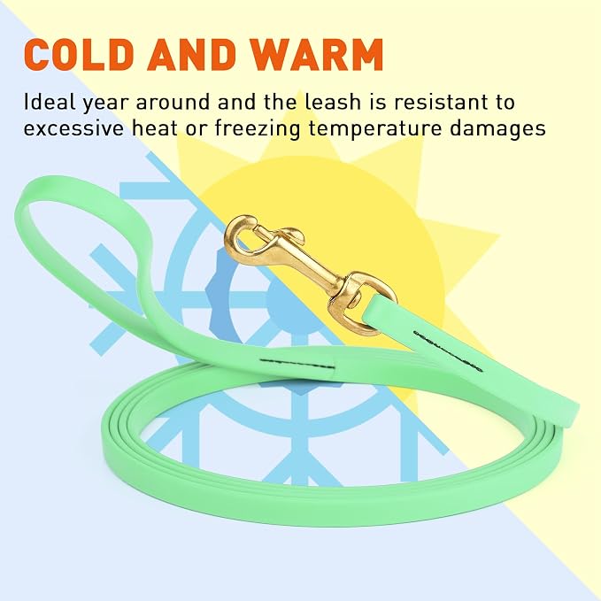 Viper Biothane K9 Working Dog Leash Waterproof Lead for Tracking Training Schutzhund Odor-Proof Long Line with Solid Brass Snap for Puppy Medium and Large Dogs, 33ft Sea Foam Green